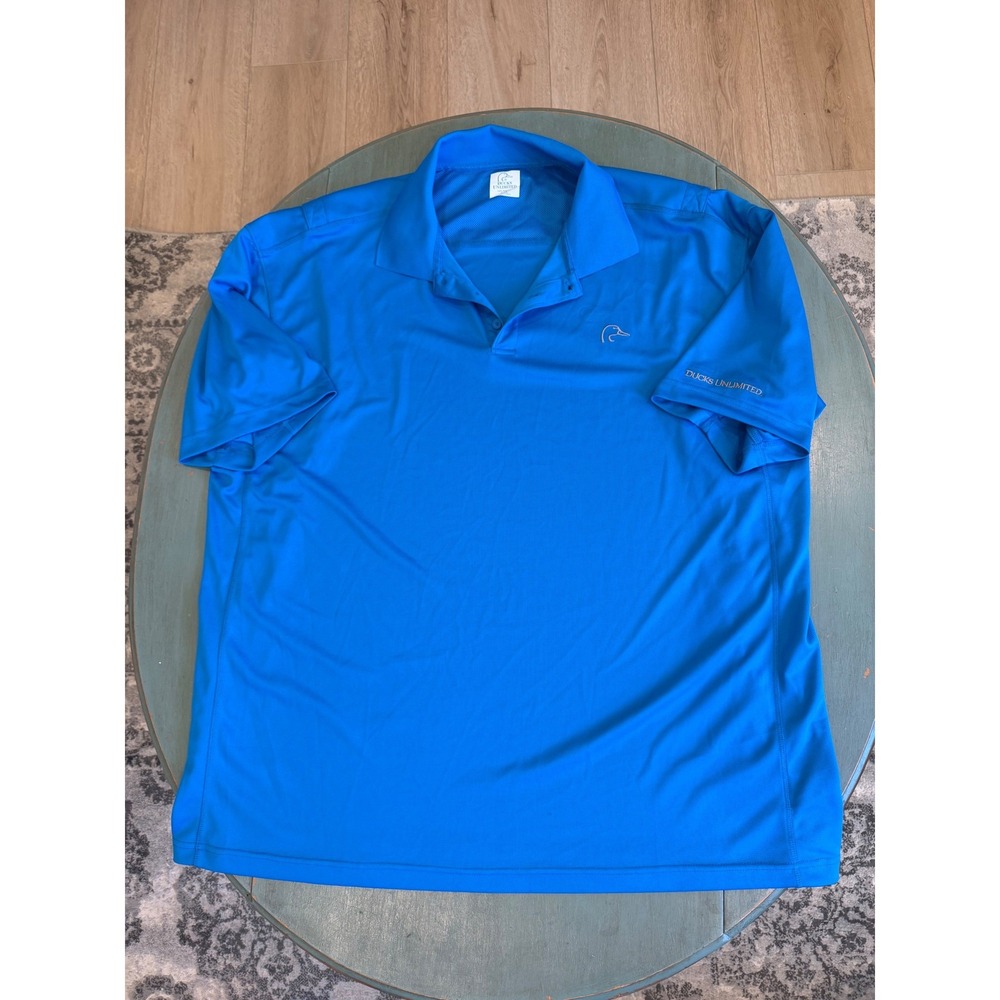 Ducks Unlimited Mens 3XL Blue 75th Anniversary Performance Polo Shirt SS